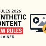 IT Rules 2026 synthetic content regulations explained, featuring AI-generated content, digital media labeling, and new compliance requirements under India's Information Technology Rules.