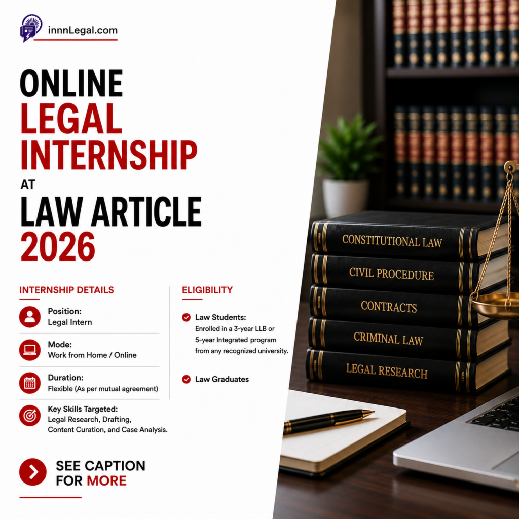Law Article Online Legal internship poster