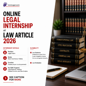 Law Article Online Legal internship poster