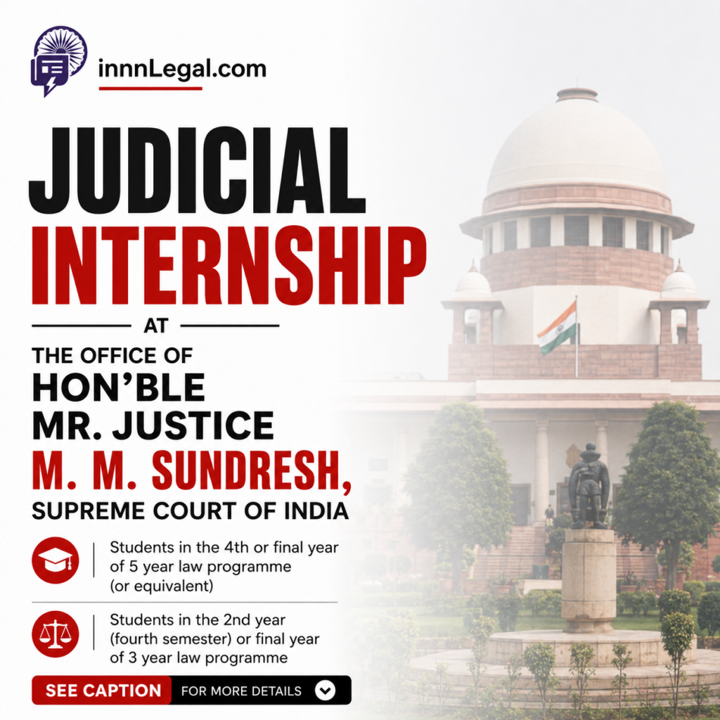 Supreme Court Legal internship programe for law students , whic is offline