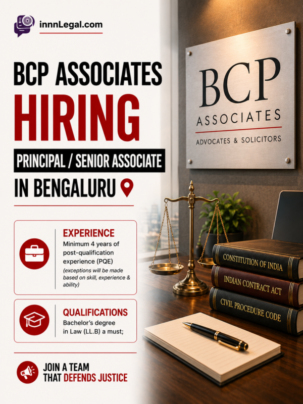 Legal Associate hiring in Bengalaru