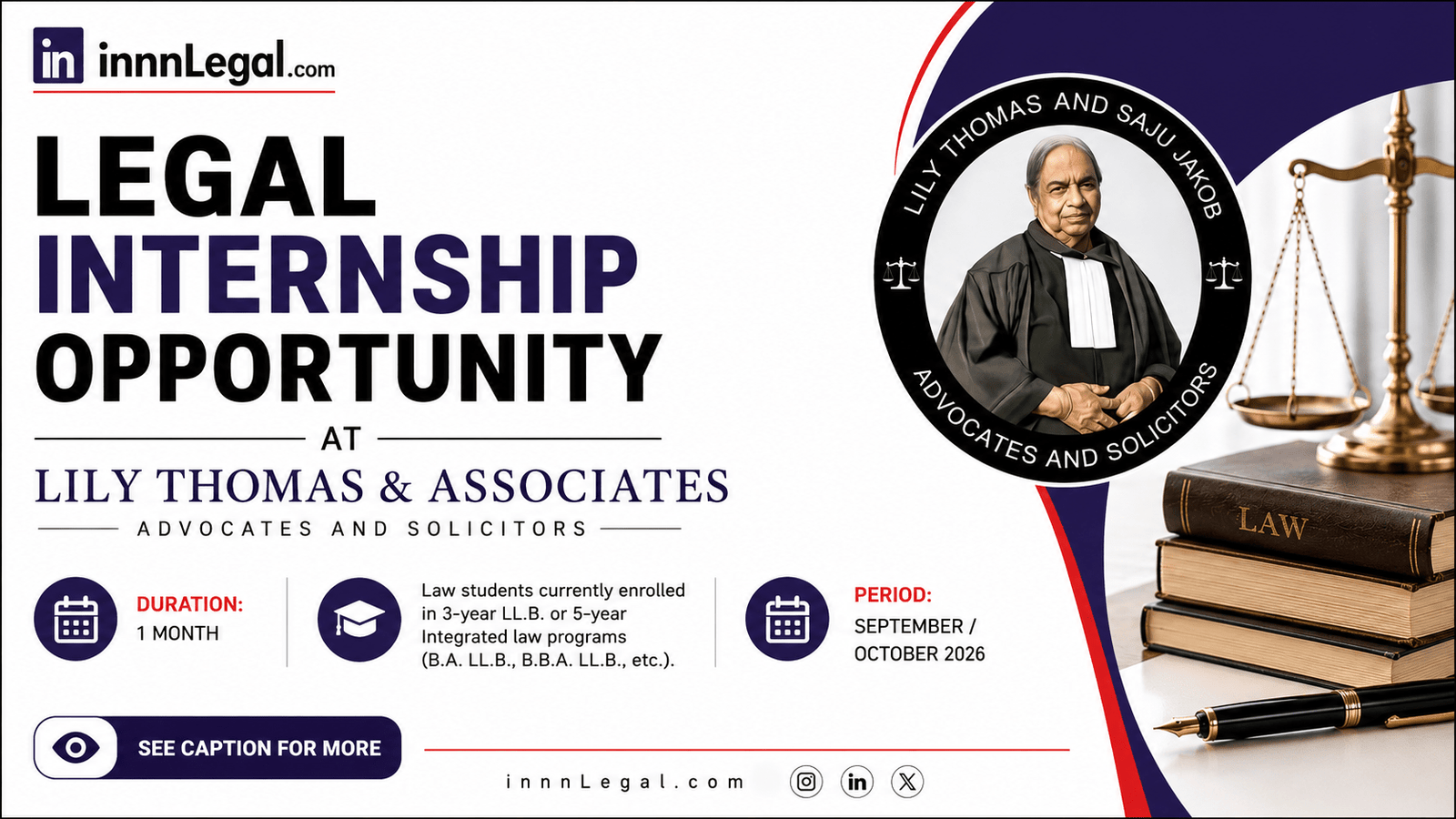 Legal internship opportunity at Lily Thomas & Associates, New Delhi