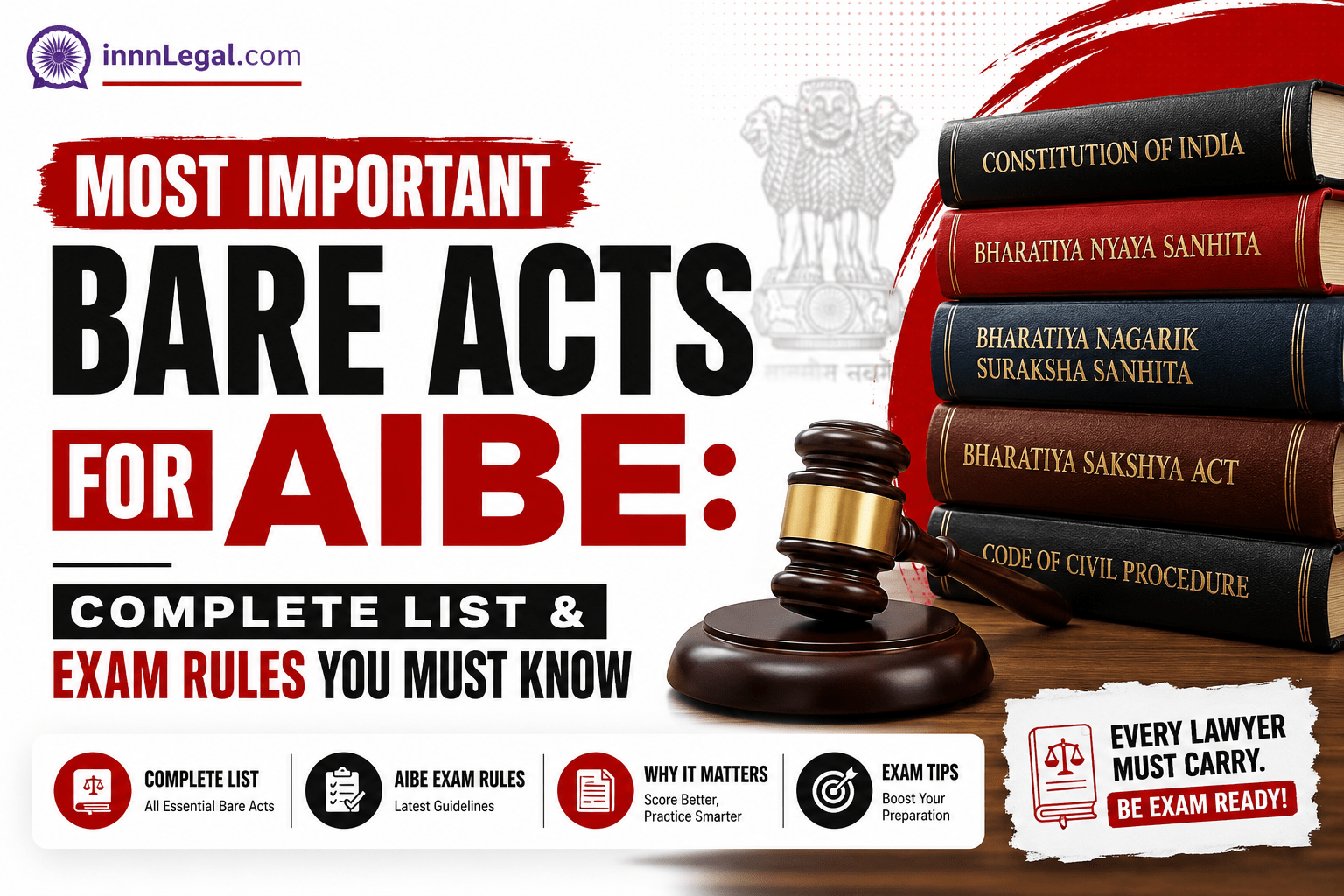 Essential bare acts to be carried for AIBE exams