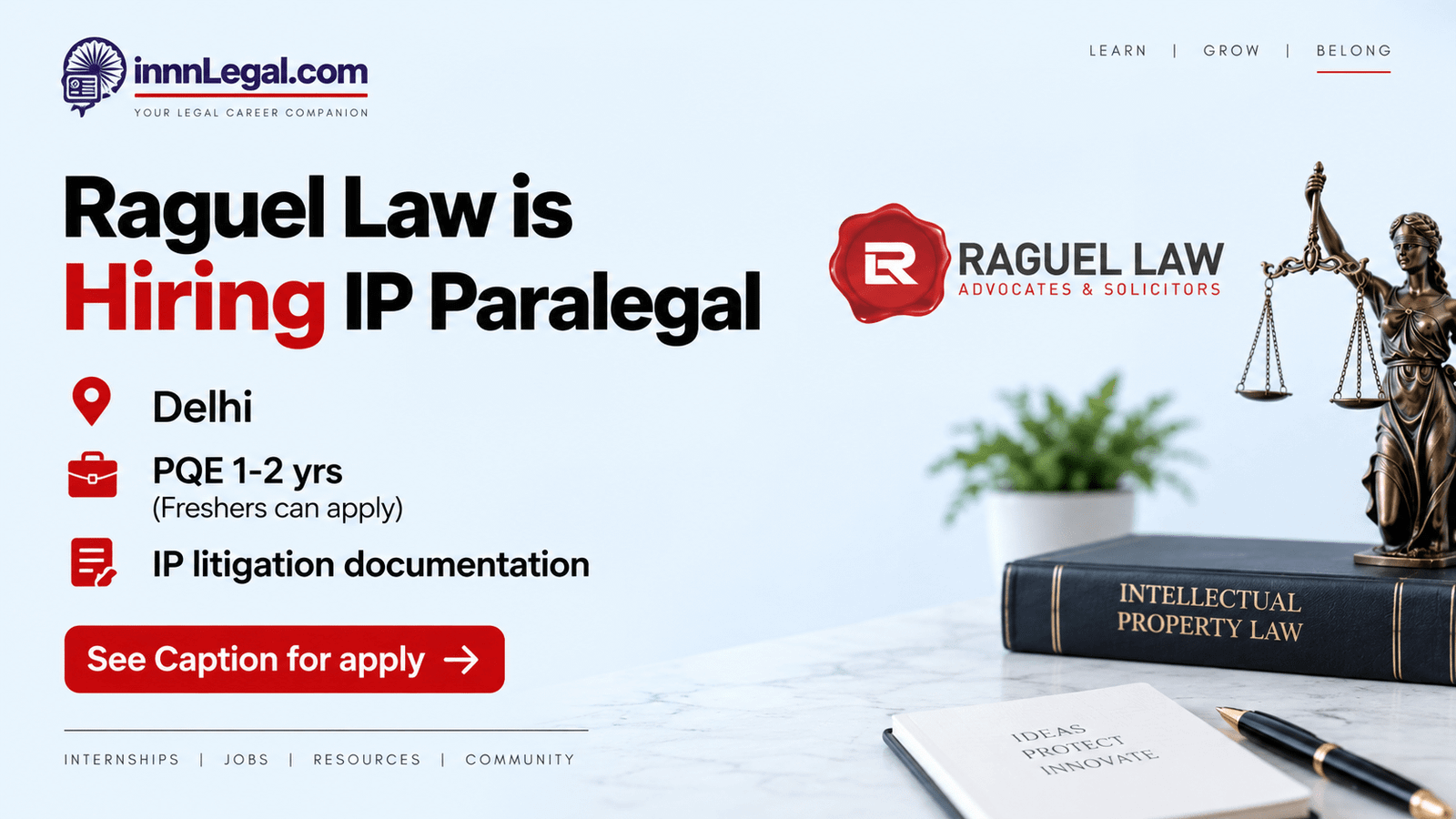 IP Paralegal job opportunity at new delhi