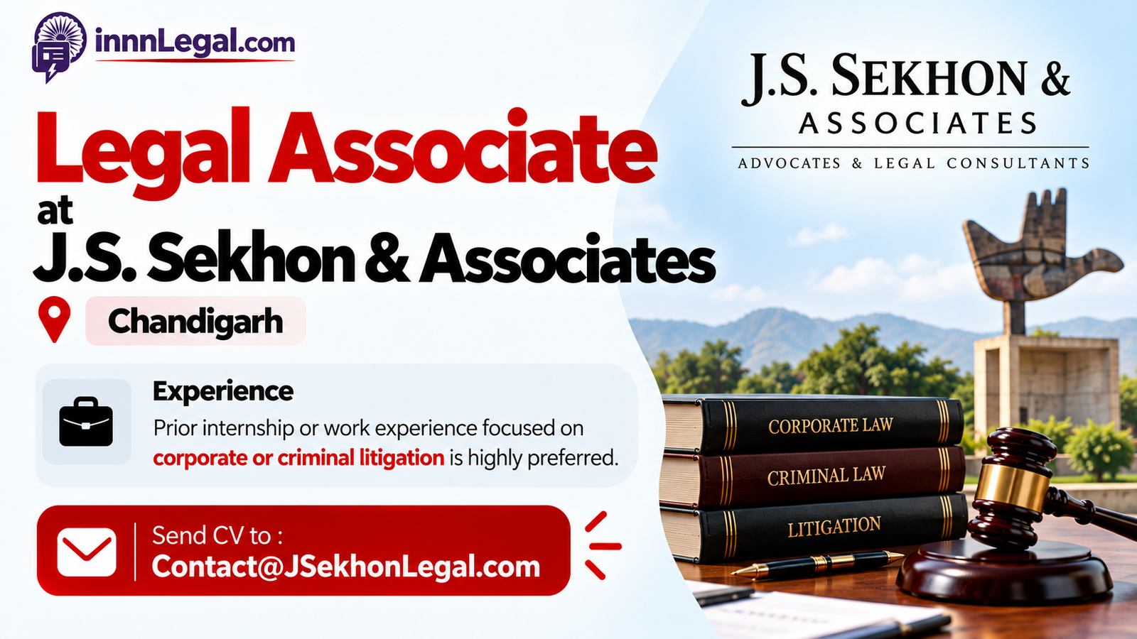 Associte hiring at JS SEIKHON ASSOCIATION, Chandigarh