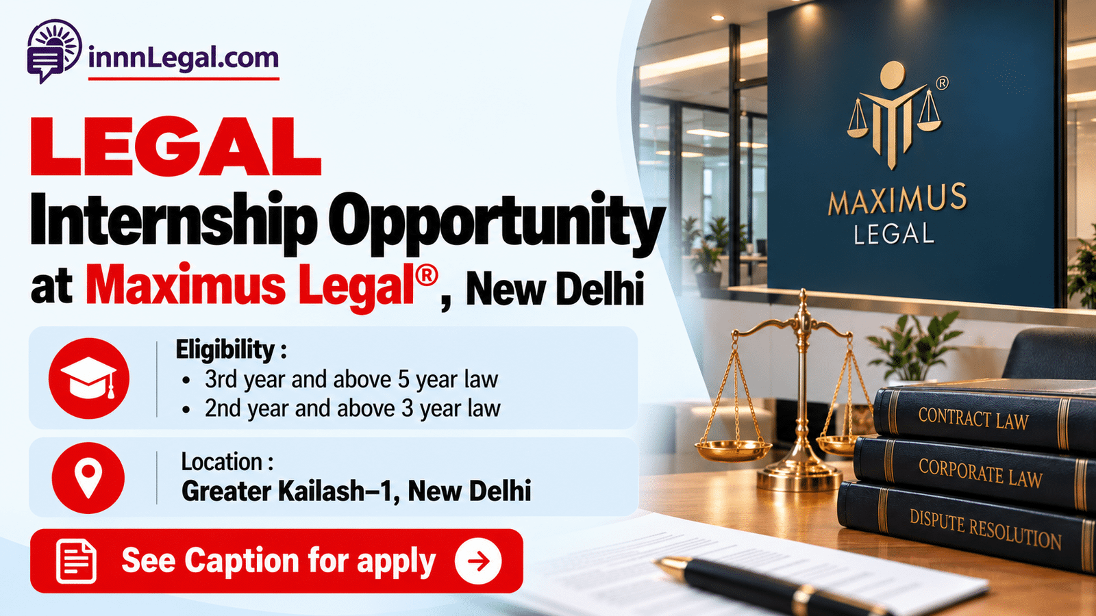 Legal internship opportunity at maxhimus legal new delhi