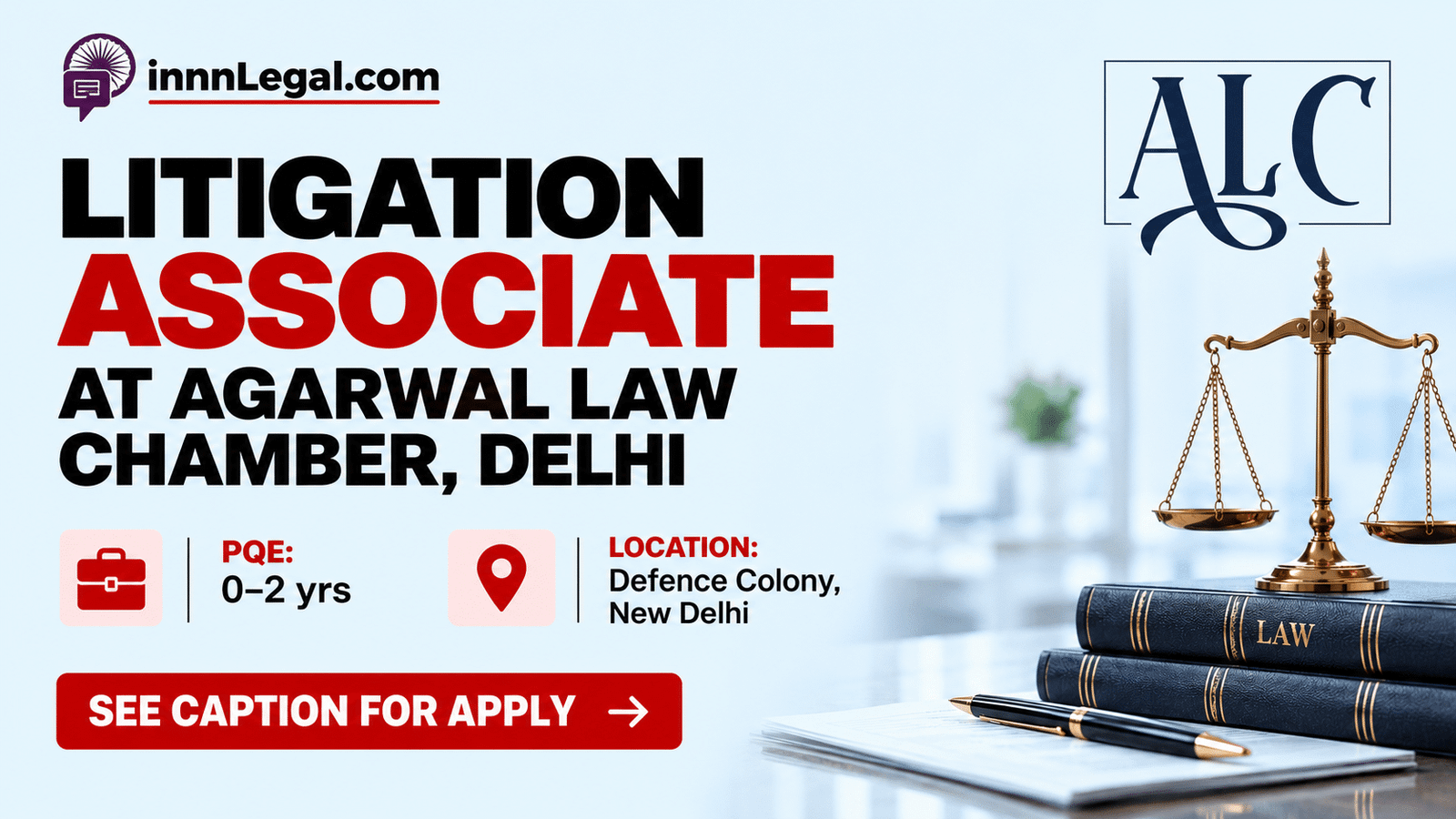 Agarwal Law Chamber hiring Litigation Associate at Defence Colony, New Delhi