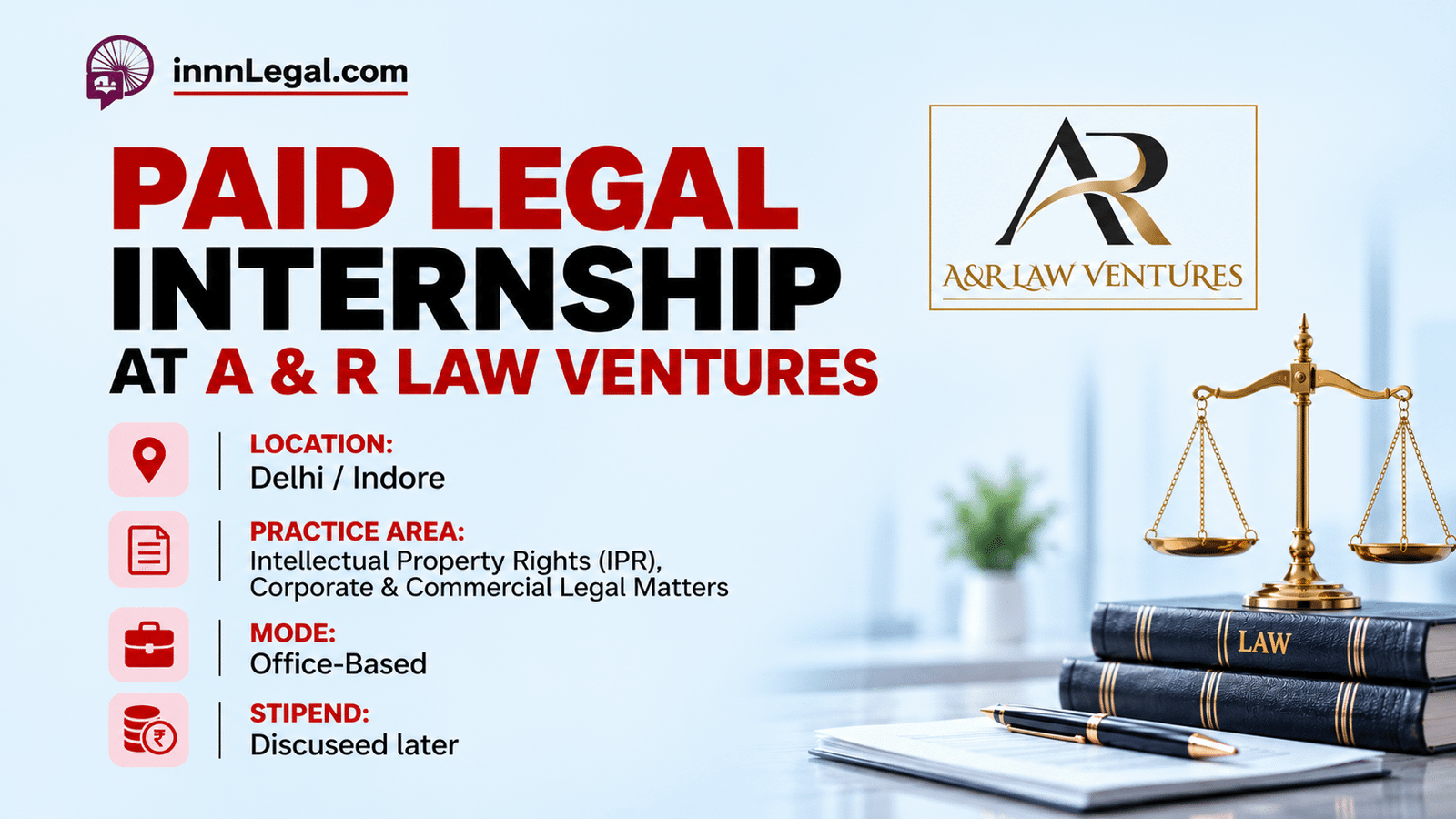 Paid legal internship opportunity at indore, delhi